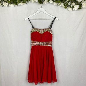 Princess Collection Red Beaded Strapless Dress